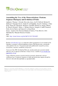 Assembling the Tree of the Monocotyledons: Plastome Sequence Phylogeny and Evolution of Poales Author(S) :Thomas J