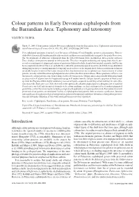 Colour Patterns in Early Devonian Cephalopods from the Barrandian Area: Taphonomy and Taxonomy