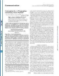 Contryphan Is a D-Tryptophan-Containing Conus
