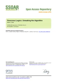 Ferocious Logics: Unmaking the Algorithm Munn, Luke