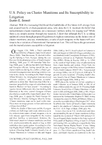 U.S. Policy on Cluster Munitions and Its Susceptibility to Litigation Dustin E
