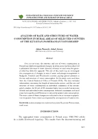 Analysis of Rate and Structure of Water Consumption in Rural Areas of Selected Counties of the Kuyavian-Pomeranian Voivodeship