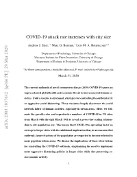 COVID-19 Attack Rate Increases with City Size Arxiv:2003.10376V2 [Q-Bio
