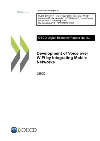 Development of Voice Over Wifi by Integrating Mobile Networks”, OECD Digital Economy Papers, No