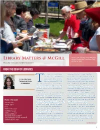 Library Matters @ Mcgill V Olume 7 | Issue 3