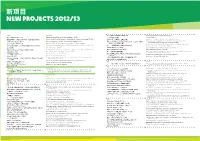 新項目 New Projects 2012/13