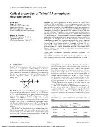 Optical Properties of Teflon AF Amorphous Fluoropolymers