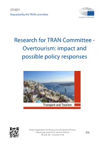 Overtourism: Impact and Possible Policy Responses