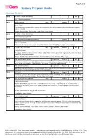 Sydney Program Guide
