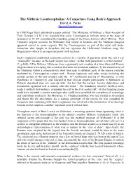 The Mithraic Leontocephaline: a Conjecture Using Beck’S Approach David A