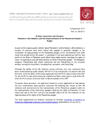 'Al-Haq's Questions and Answers on Palestine's UN Initiatives and The