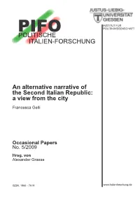 An Alternative Narrative of the Second Italian Republic : a View From