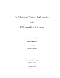 An Autonomous Telescope Implementation at the USQ Mount