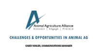 Challenges & Opportunities in Animal Ag