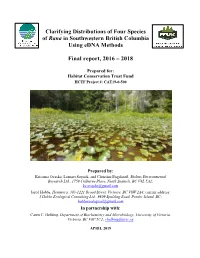 Clarifying Distributions of Four Species of Rana in Southwestern British Columbia Using Edna Methods