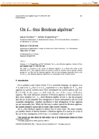 On &Free Boolean Algebras*