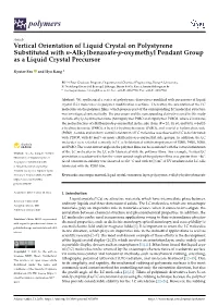 Vertical Orientation of Liquid Crystal on Polystyrene Substituted with N-Alkylbenzoate-P-Oxymethyl Pendant Group As a Liquid Crystal Precursor