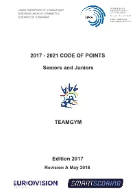 2021 CODE of POINTS Seniors and Juniors TEAMGYM Edition 2017