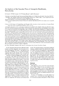 An Analysis of the Vascular Flora of Annapolis Heathlands, Nova Scotia