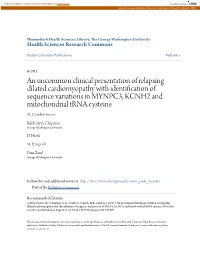 An Uncommon Clinical Presentation of Relapsing Dilated Cardiomyopathy with Identification of Sequence Variations in MYNPC3, KCNH2 and Mitochondrial Trna Cysteine M