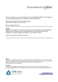 Are Happiness and Life Satisfaction Different Across Religious Groups? Exploring Determinants of Happiness and Life Satisfaction