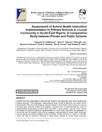 Assessment of School Health Instruction Implementation In