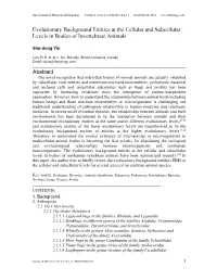 Evolutionary Background Entities at the Cellular and Subcellular Levels in Bodies of Invertebrate Animals