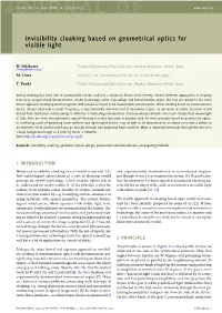 Invisibility Cloaking Based on Geometrical Optics for Visible Light
