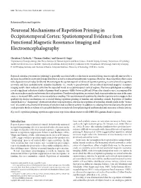 Neuronal Mechanisms of Repetition Priming in Occipitotemporal Cortex: Spatiotemporal Evidence from Functional Magnetic Resonance Imaging and Electroencephalography