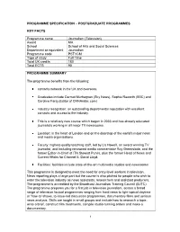 Programme Specification – Postgraduate Programmes