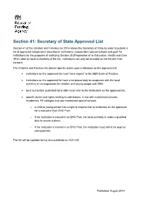 Section 41: Secretary of State Approved List