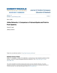 Airline Networks: a Comparison of Hub-And-Spoke and Point-To- Point Systems