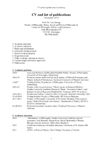 CV and List of Publications Nov 2019
