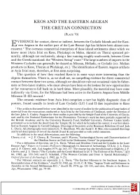 Keos and the Eastern Aegean the Cretan Connection
