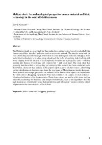 Maltese Chert: an Archaeological Perspective on Raw Material and Lithic Technology in the Central Mediterranean