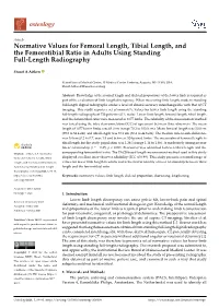 Normative Values for Femoral Length, Tibial Length, Andthe Femorotibial