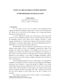 Notes on Cebuano-Bisayan Ethnic Identity in the Philippine Mult