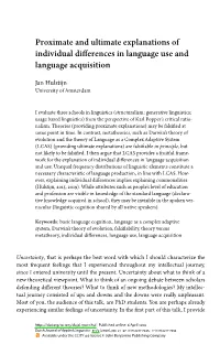 Proximate and Ultimate Explanations of Individual Differences in Language Use and Language Acquisition