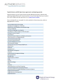 Taylor & Francis and EIFL Open Access Agreement