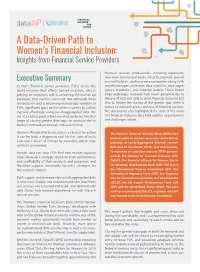 A Data-Driven Path to Women's Financial Inclusion