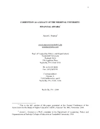 Corruption As a Legacy of the Medieval University