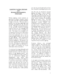 LIGHTING CONTROL HISTORY Their Immediate Technological Predecessors