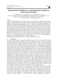 Organophosphate Pesticide) in Soil by Bacterial Isolates