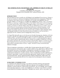 Suggested Guidelines for Reptiles and Amphibians Used in Outreach