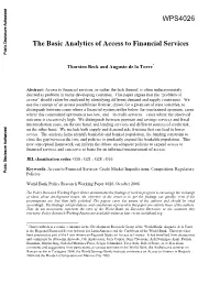 The Basic Analytics of Access to Financial Services