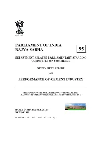 95Th Report on Performance of Cement Industry