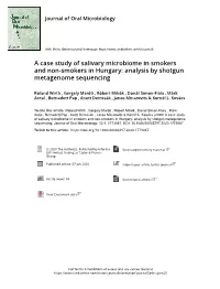 A Case Study of Salivary Microbiome in Smokers and Non-Smokers in Hungary: Analysis by Shotgun Metagenome Sequencing