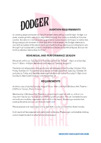 Audition Requirements Rehearsal And