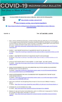 For Latest COVID-19 Related Information in Mizoram, Please Click the Following Links