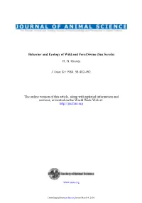 H. B. Graves Behavior and Ecology of Wild and Feral Swine (Sus Scrofa